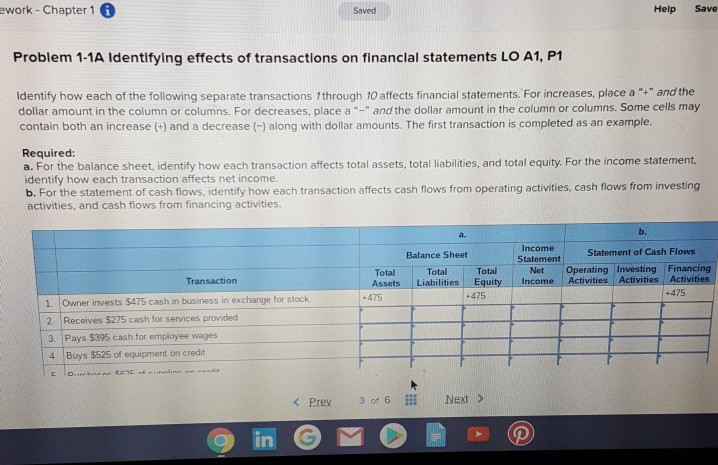 work-Lhapter1 5eved Help Save & Exi Problem 1-1A