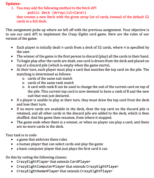 Here is what I have coded so far: CARD.JAVA
