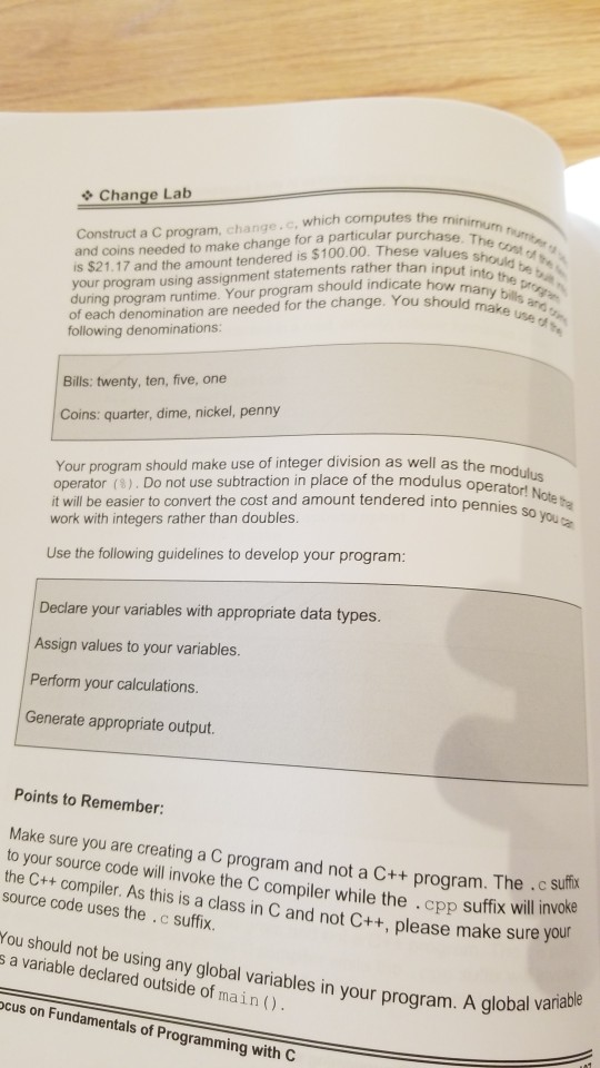 using assignment statements rather than input into the program. cost $21.17 and