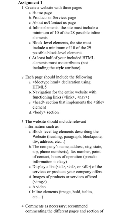 Assignment 1 1. Create a website with three pages