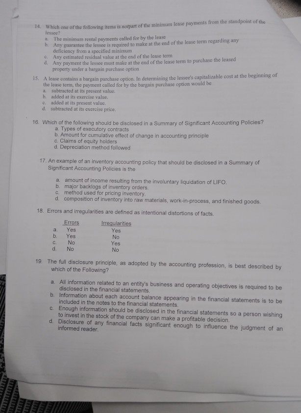 c. d. No No . Yes Which of the following would be