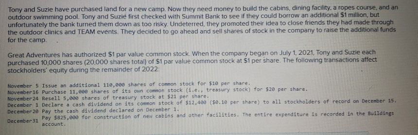 Tony and Suzie have purchased land for a new
