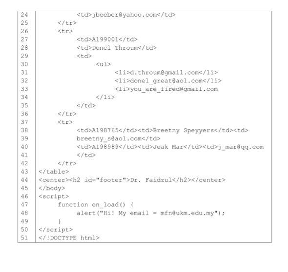 Question 1: The HTML file in Figure 1 should
