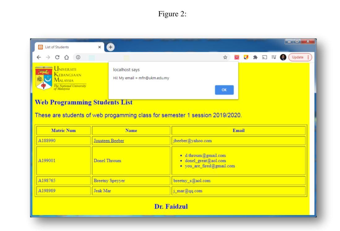 Question 1: The HTML file in Figure 1 should