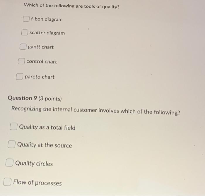 Which of the following are tools of quality?