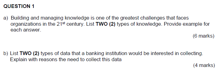 SUBJECT: PRINCIPLES OF DATA MANAGEMENT QUESTION 1