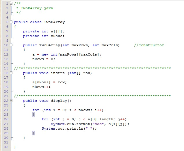 To the TwoDArray class in Section 2.6 of the