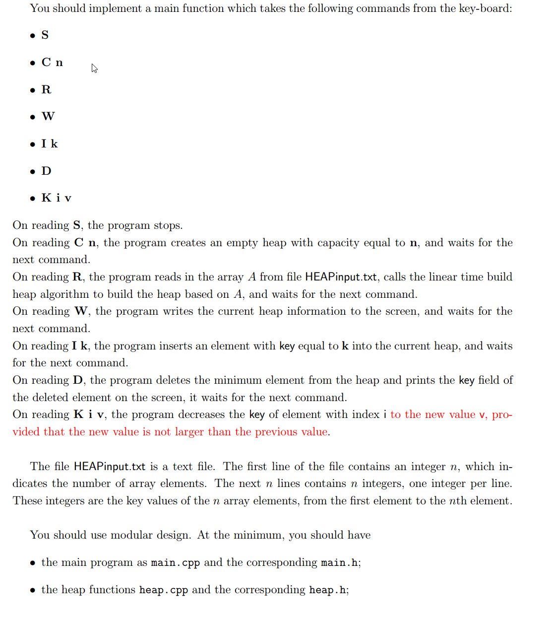 This is to be done in C++ Test case 1 Command.txt C