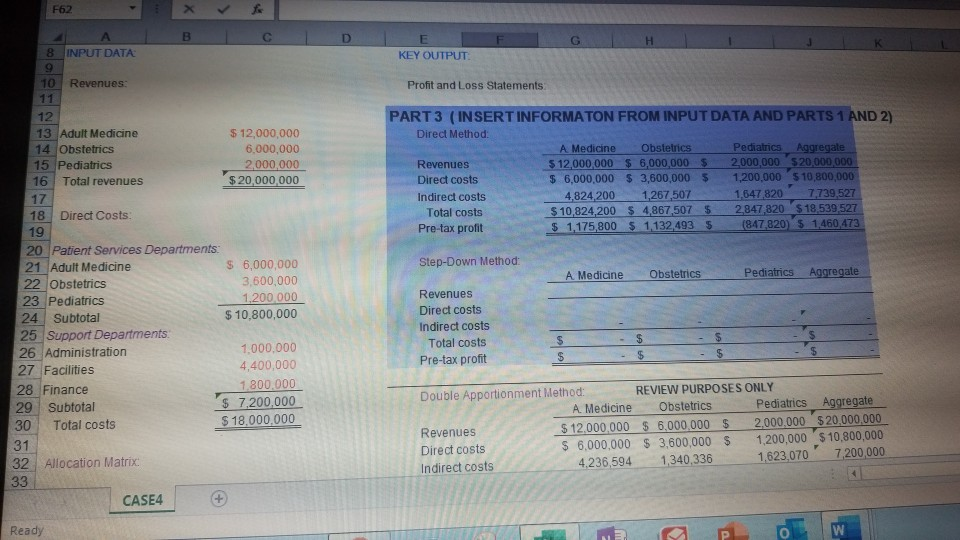 Allocation Direct Method Part 1 use provided info