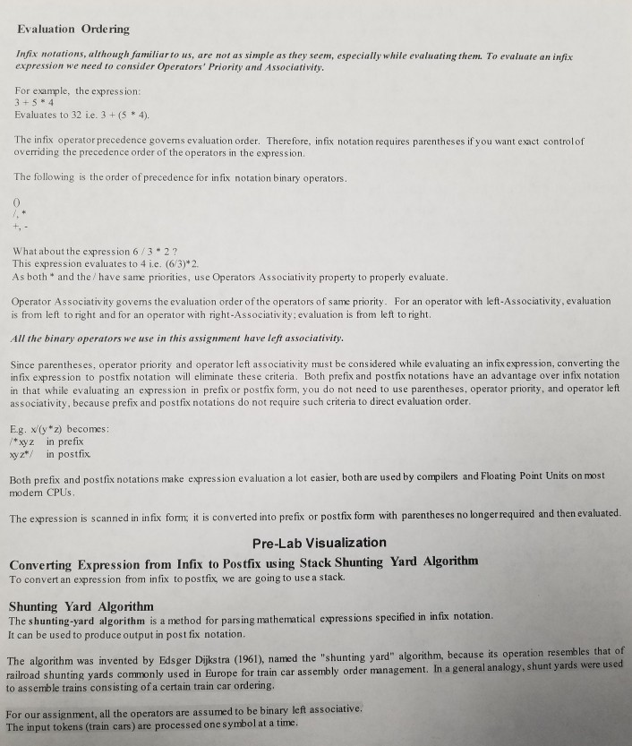 code in c++ Arithmetic Notation, Shunting Yard
