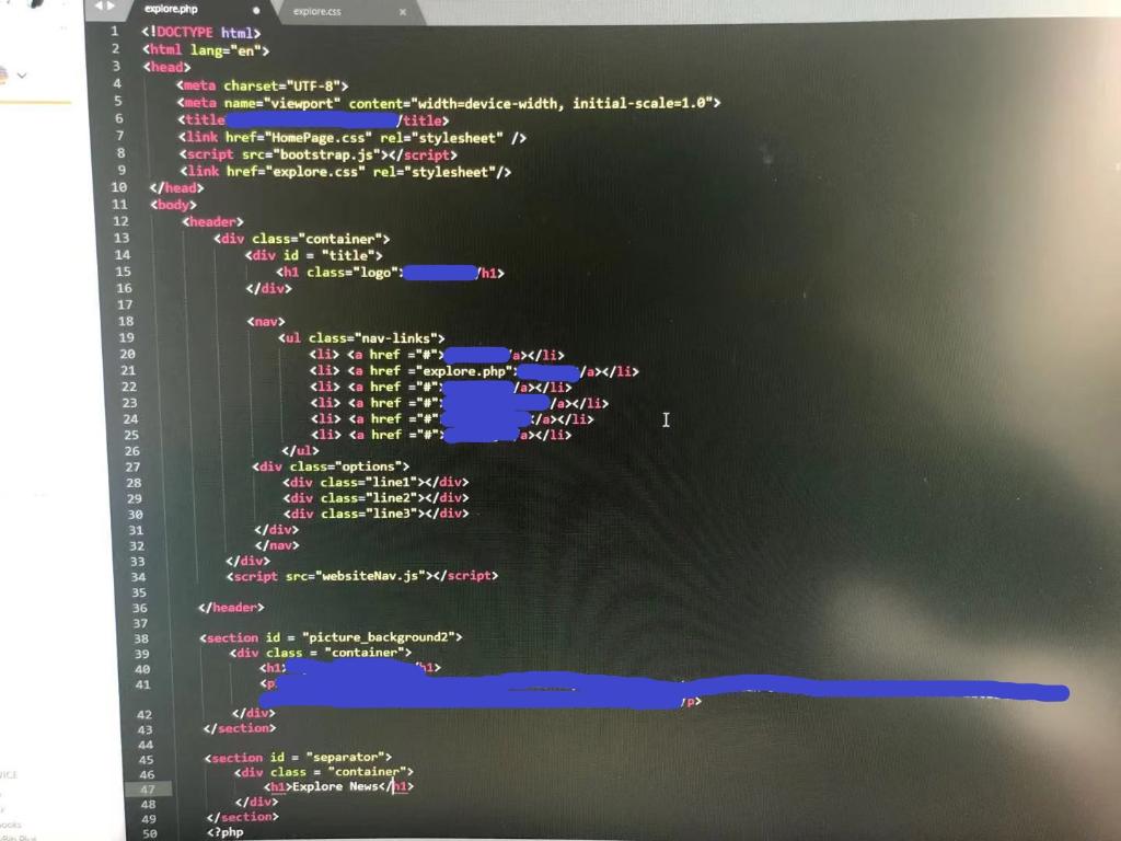 When I uncomment out the portion, the webpage