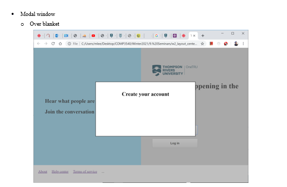Layout, positioning, modal windows Layout