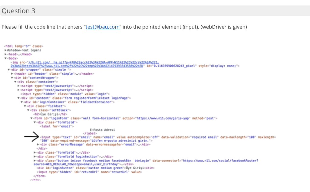 Please fill the code line that enters