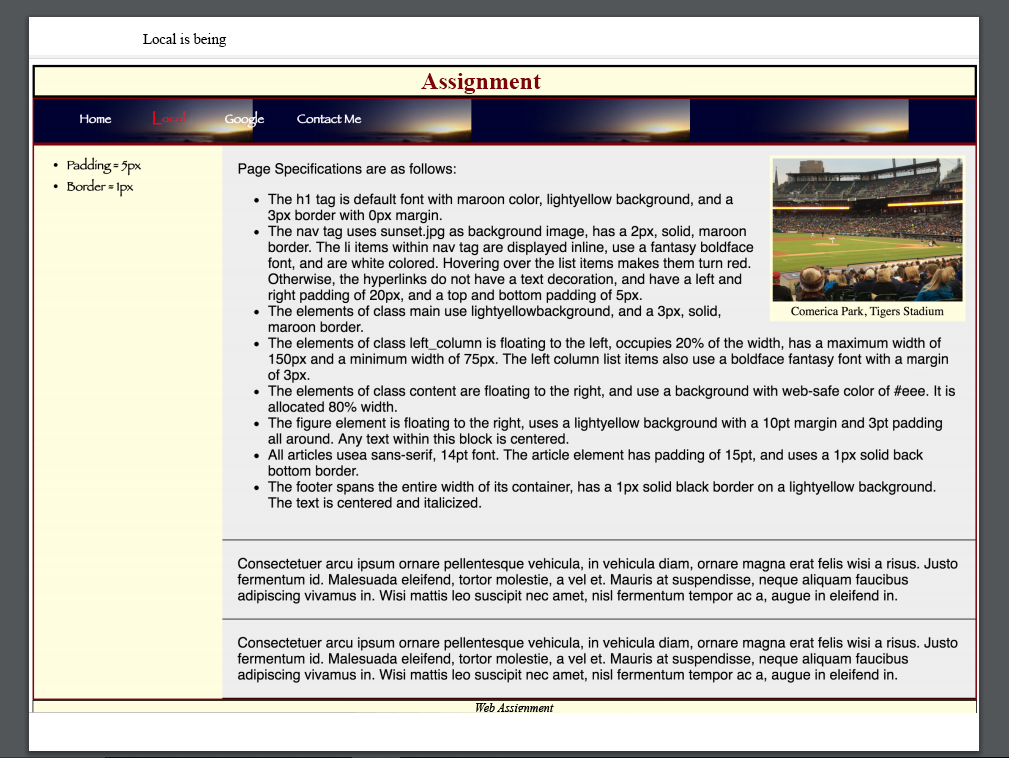 CSS Develop a CSS file, css1.css , such that the