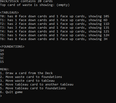  card game SOLITAIRE using stacks and queues: NON -Graphical Program -Java