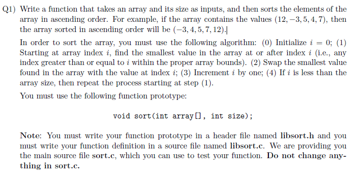  Write a function that takes an array and its size as