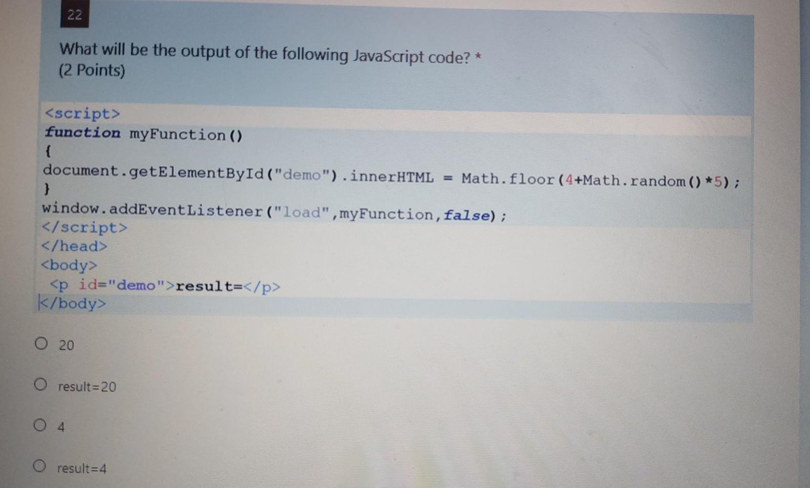 21 Which of the following is the correct
