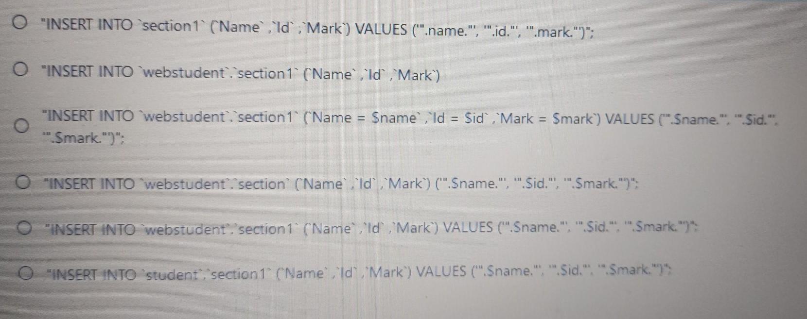 21 Which of the following is the correct