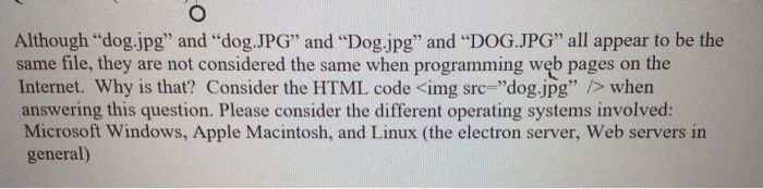 File types Although "dog.jpg" and "dog. JPG" and