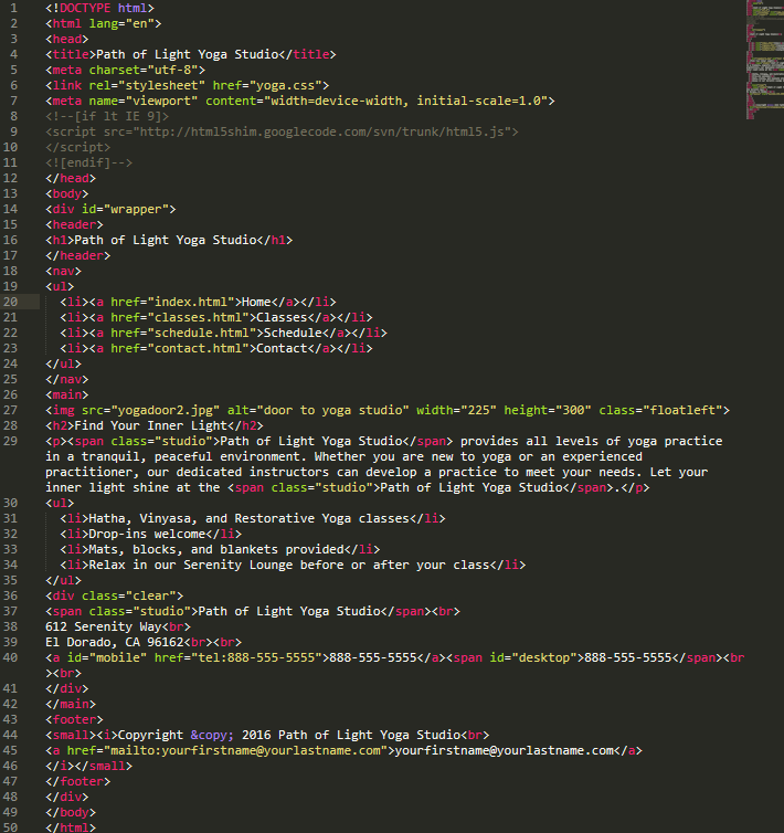 I am working on a project starting with the HTML