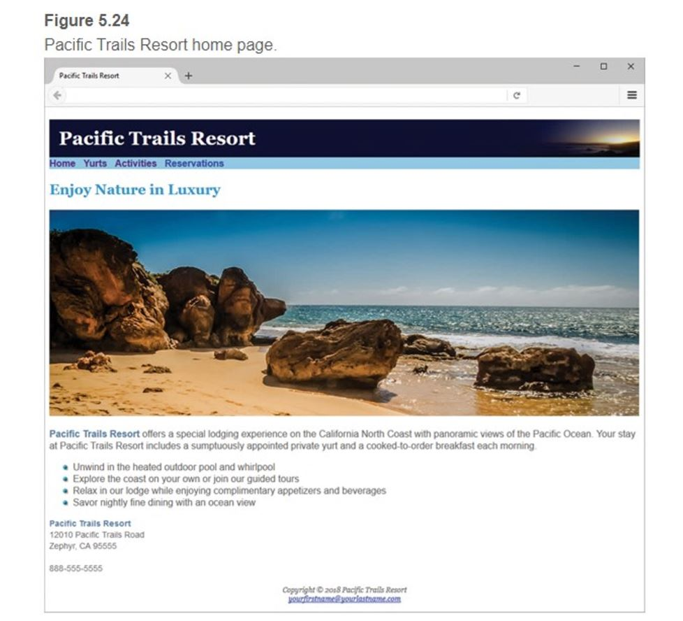 Figure 5.24 Pacific Trails Resort home page.