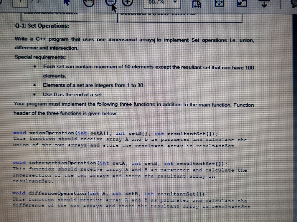 note! including iostream using namespace std Q-1: