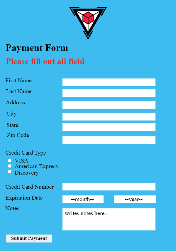 Hello, I need urgent help with a payment form