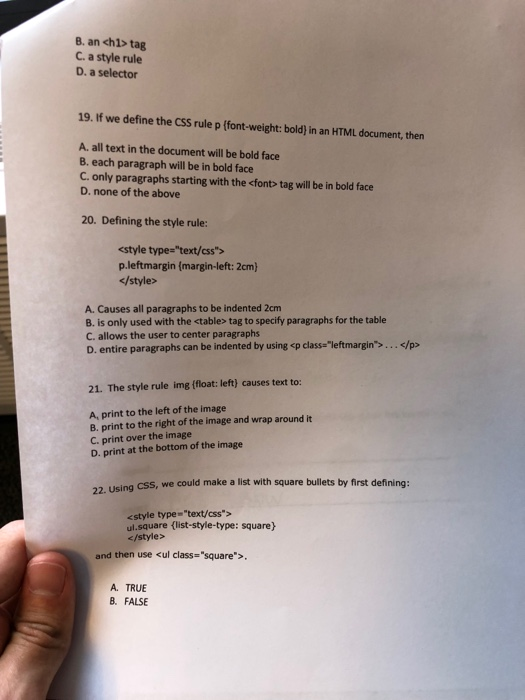 CSS HTML please answer all questions