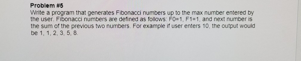 This is an example for the language Problem #5