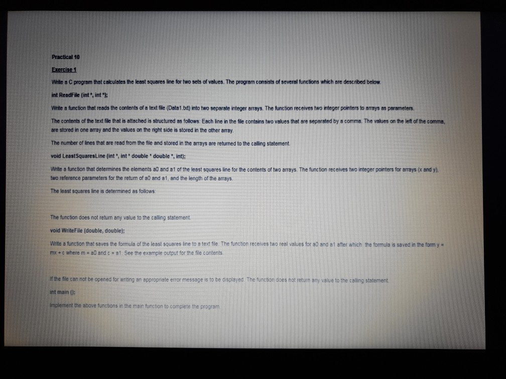 Write a C program that calculates the least