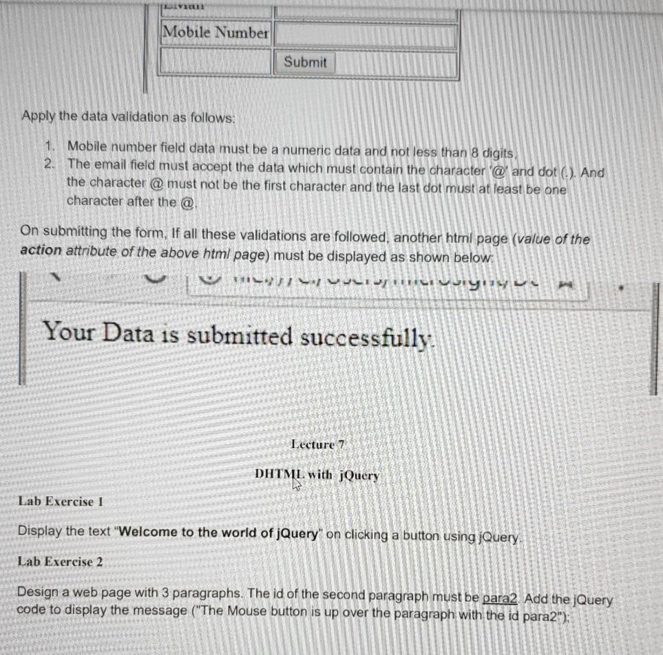 web development labs questions using notepad++