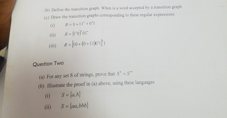 (b) Define the transition graph. When is a word