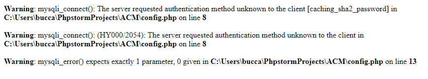 When i run my PHP code i get the following error,