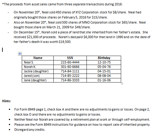 Prepare 2016 Forms 1040 and 8949 Prepare 2016