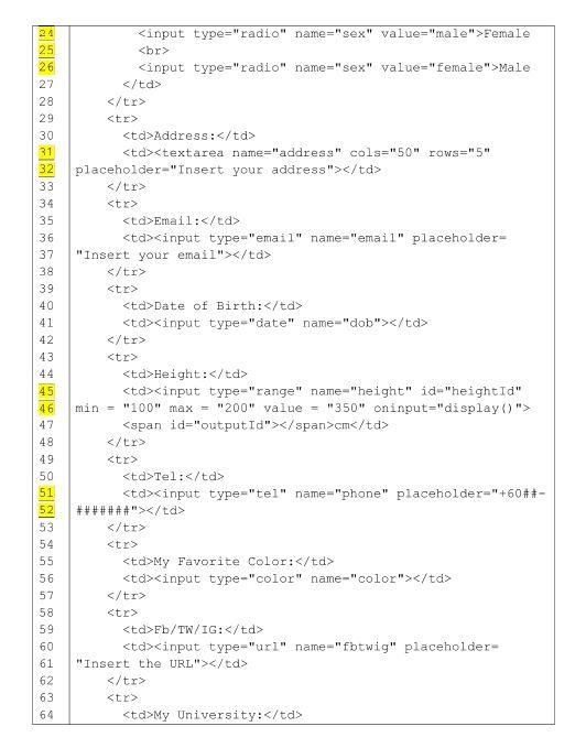 Question 1: The HTML file in Figure 1 should