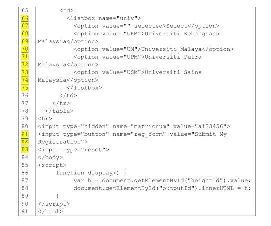 Question 1: The HTML file in Figure 1 should
