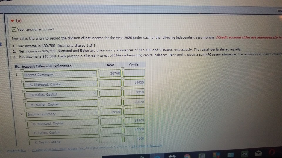  y (a) Your answer is correct. Journalize the entry to record