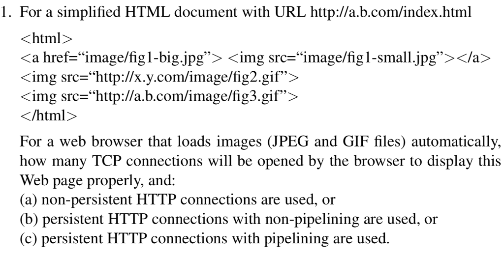 1. For a simplified HTML document with URL