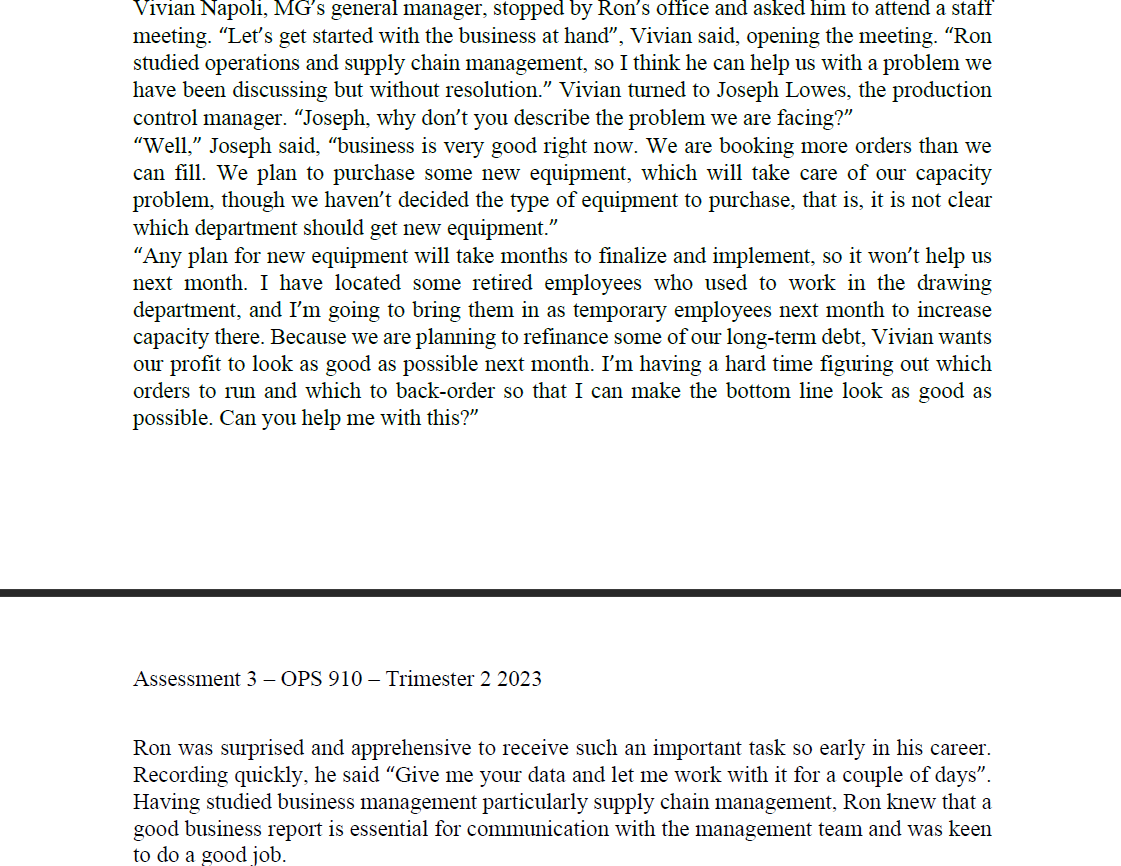  OPS 910 Individual Report Case Study: MG Wire Winding - Business