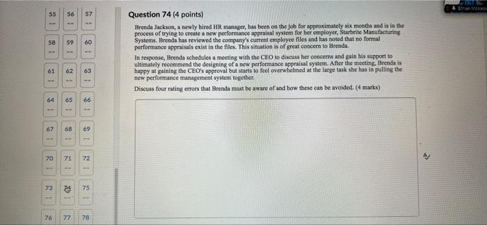 EM 55 56 57 58 59 60 - Question 74 (4 points)