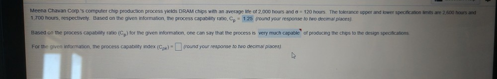 Also: Bases on the process capability index for