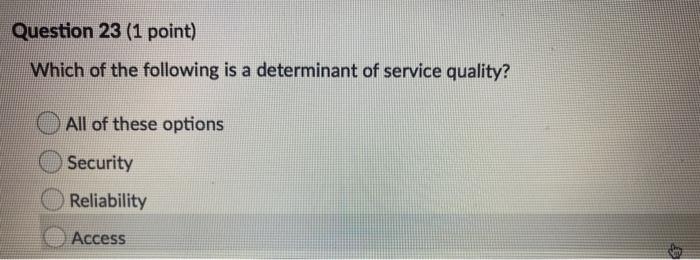 Question 15 (1 point) Which of the following