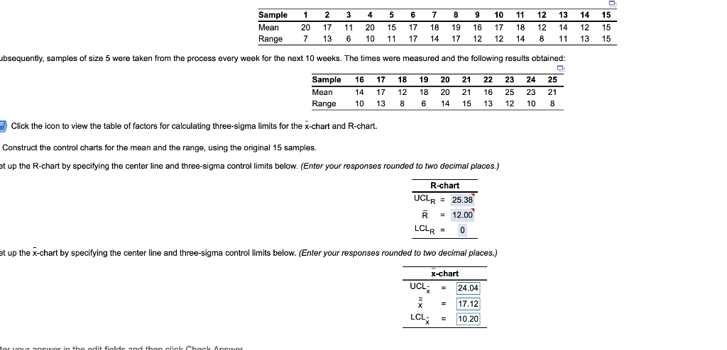 someone know how to calculate UCLx, X bar and LCL