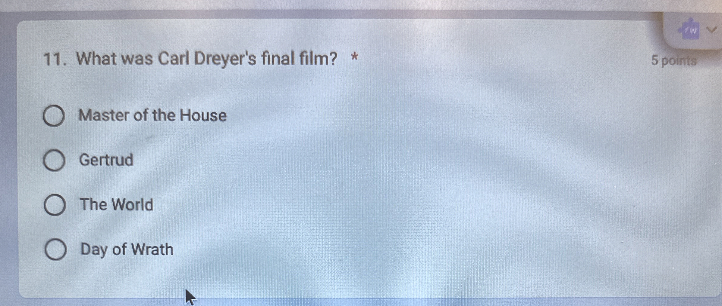 What was Carl Dreyer's final film? Master of the