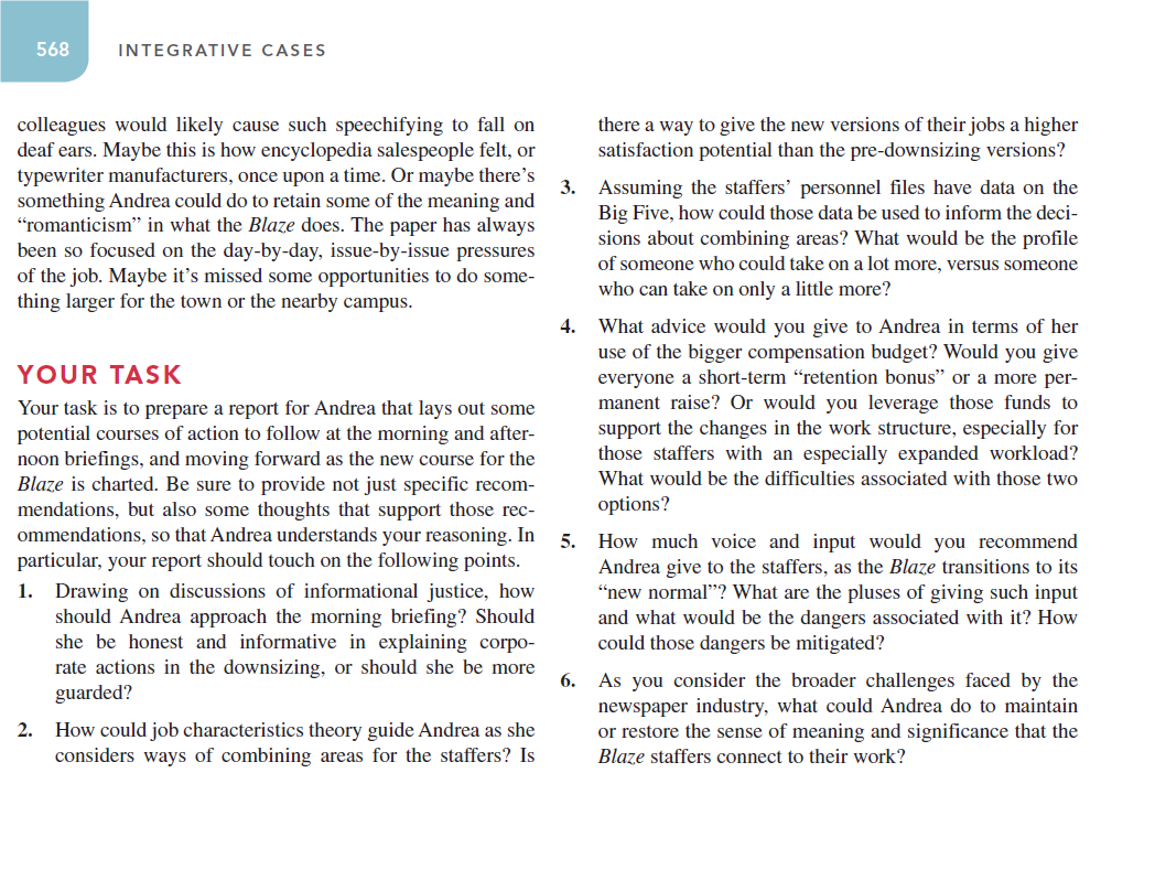 I need answers to questions in the Your Task