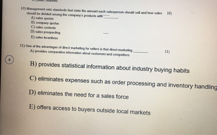 10) 10) Management sets standards that state the