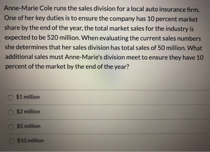 Anne-Marie Cole runs the sales division for a