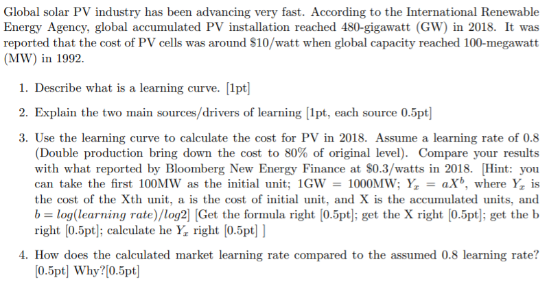 Need help with question 3 and 4 only Global solar