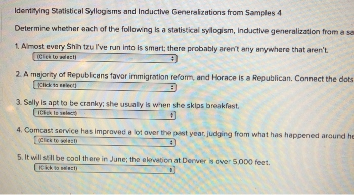 Identifying Statistical Syllogisms and Inductive