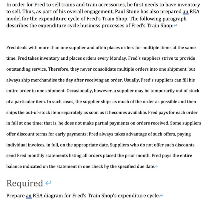 In order for Fred to sell trains and train